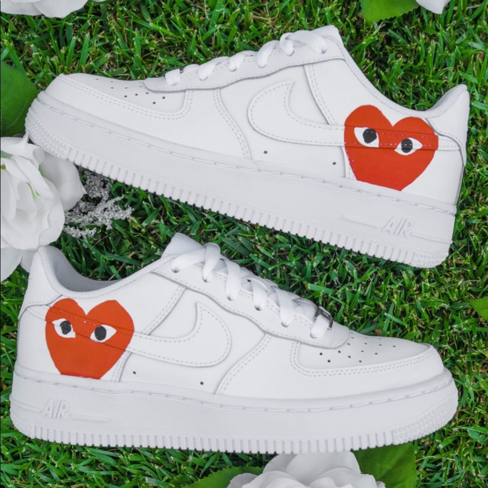 Comme des Garçons Look Alike Red Heart AF1 Sneakers